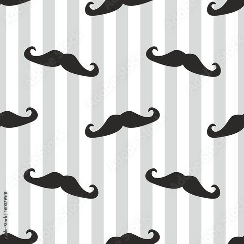 Seamless vector mustache and blue strips background or pattern