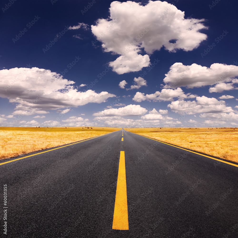 Fototapeta premium Driving on asphalt road at lovely sunny day