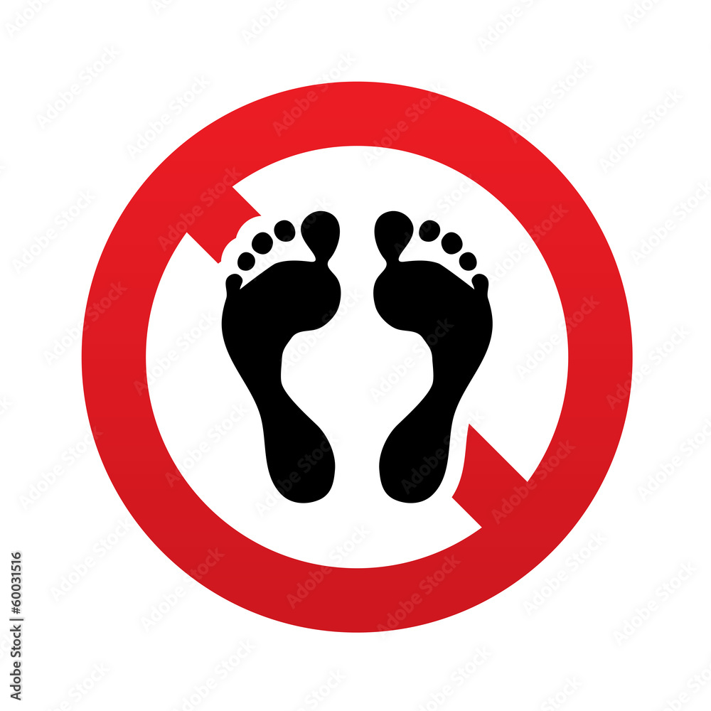 Human footprint sign icon. No Barefoot symbol. Human footprint sign icon. No Barefoot symbol.