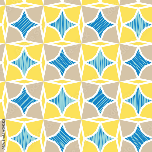 Vector blue and yellow marble textured tiles seamless pattern