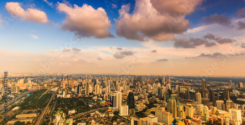 Cityscape of Bangkok in the sunset, Thailand