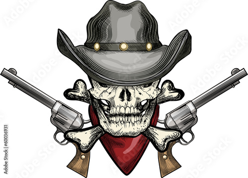 Skull in cowboy hat