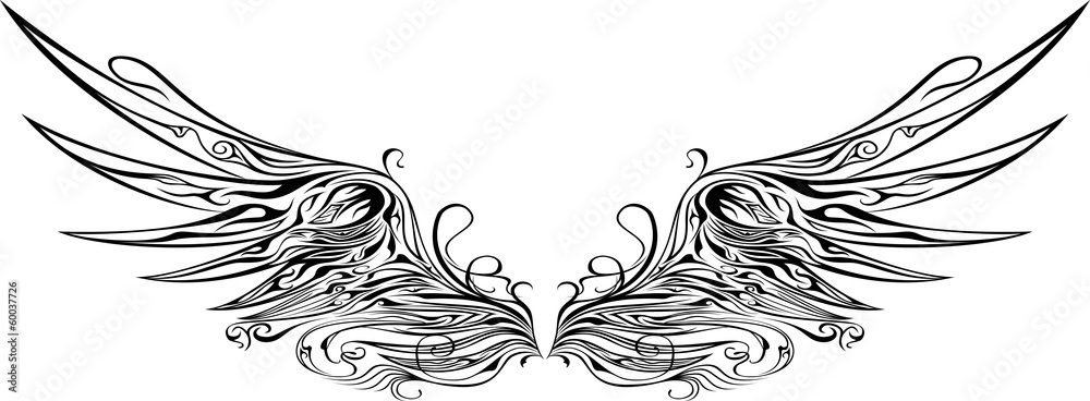 Fototapeta premium Illustration of Wings Ornaments Silhouette