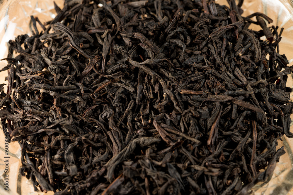 Black Tea Leaves In A Glass Bowl Black Tea Leaves In A Glass Bowl