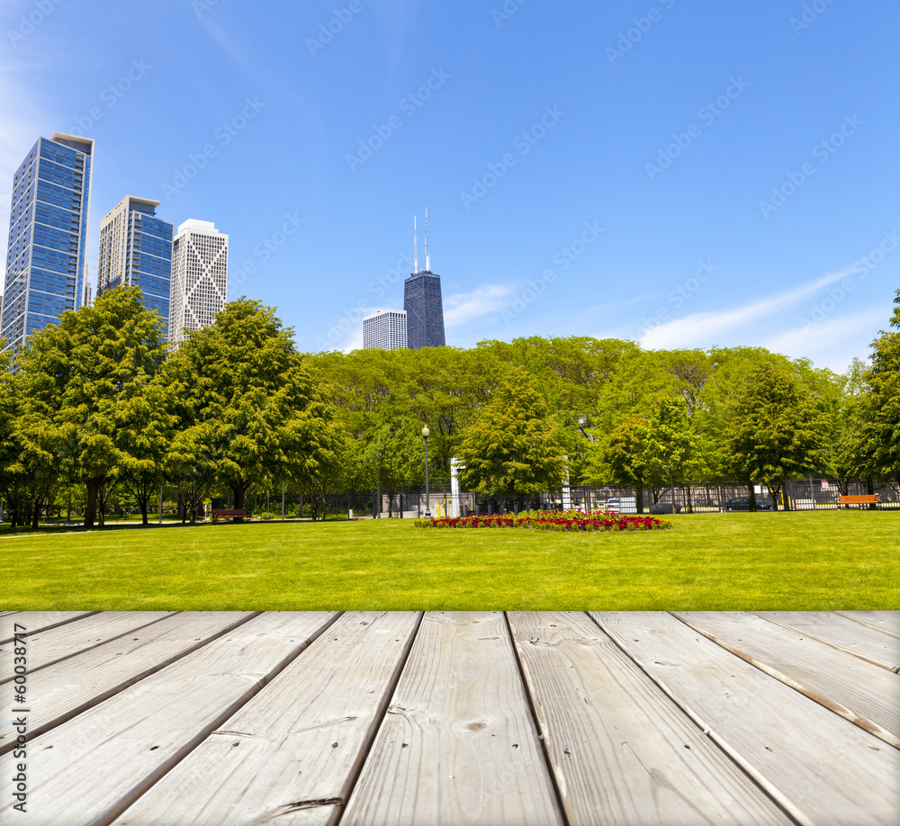 City Park With Picnic Table