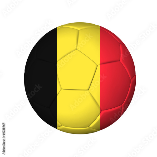 Soccer football ball with Belgium flag. Isolated on white.
