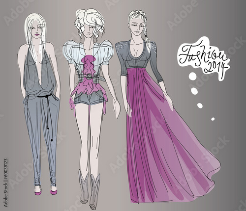 Radiant orchid / Fashion sketches of trendy outfits