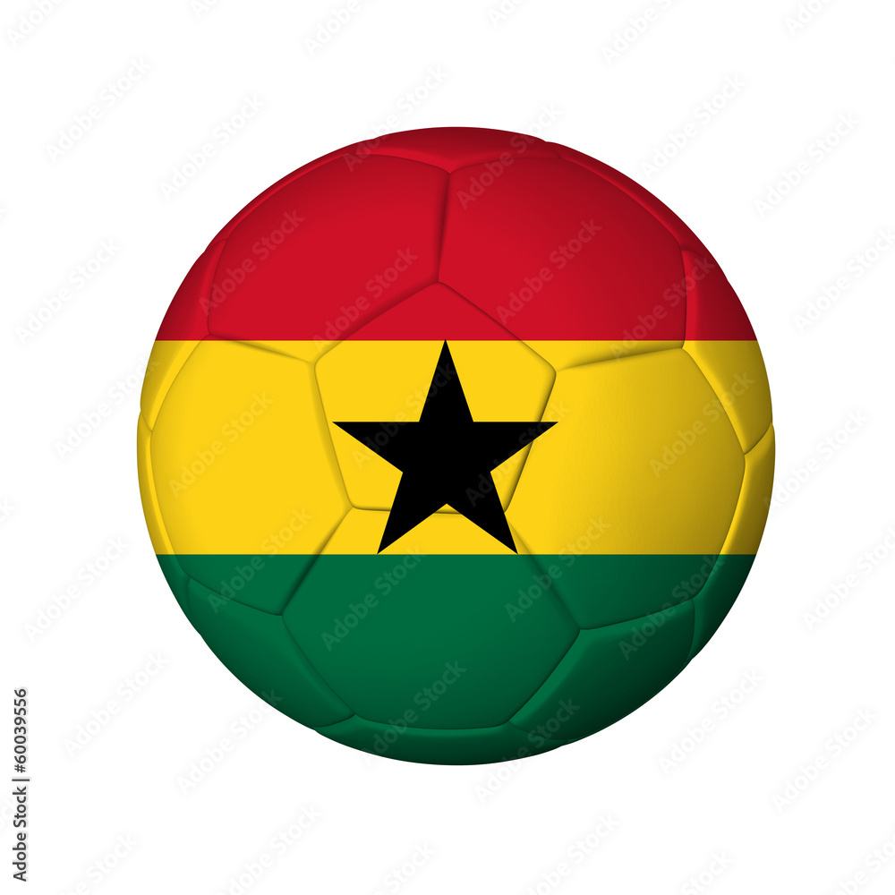Soccer football ball with Ghana flag. Isolated on white. Soccer football ball with Ghana flag. Isolated on white.