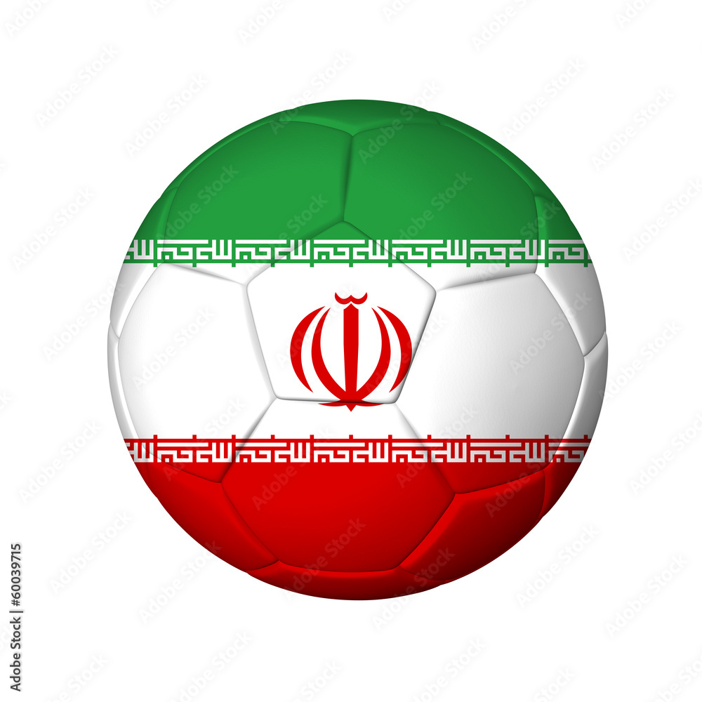 Fototapeta premium Soccer football ball with Iran flag. Isolated on white.