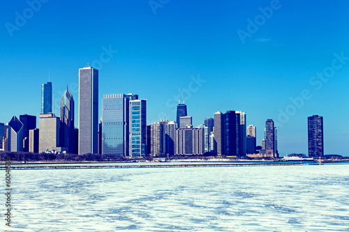 Chicago skyline in the winter