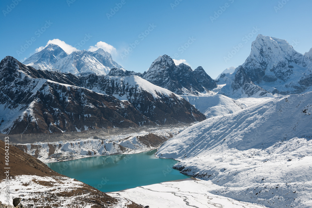 Mount Everest, Lhotse, and Gokyo Lake,  Himalaya, Nepal