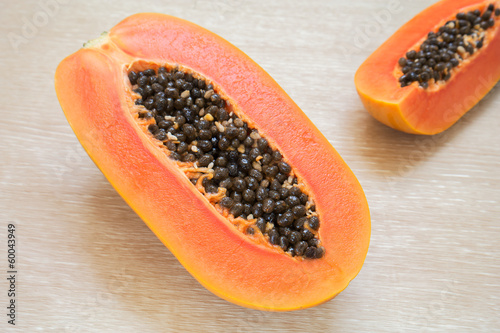 Papaya with seeds ripe and fresh