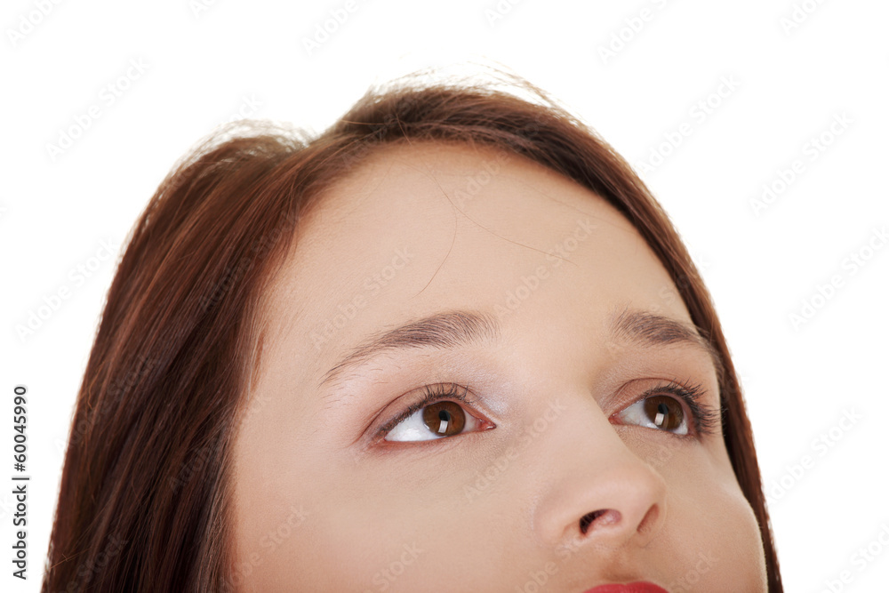 Young woman's face, cut out composition. Young woman's face, cut out composition.