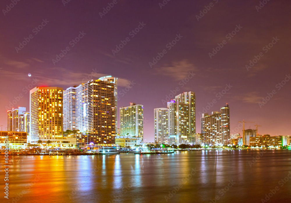 Obraz premium City of Miami Florida, night skyline