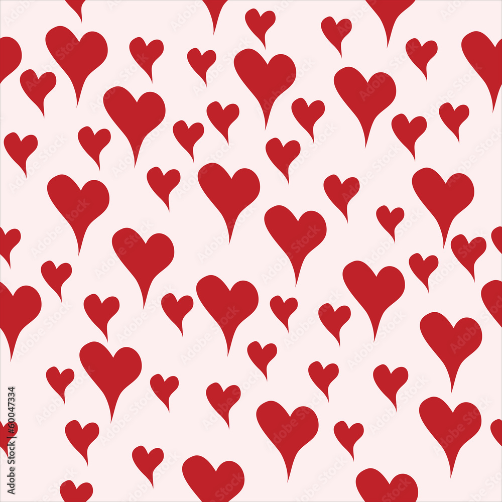 seamless background with hand drawn hearts in love