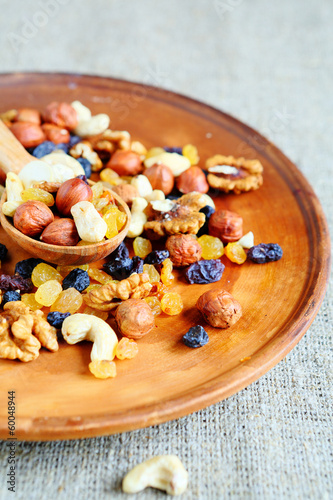 Mixed nuts on platter