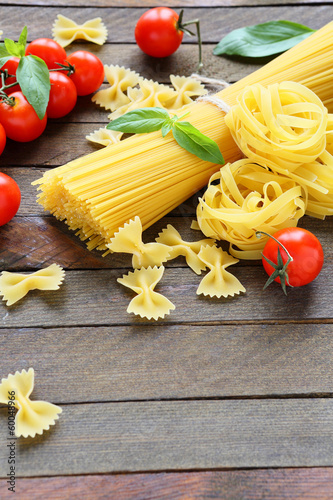 uncooked pasta and ingredients