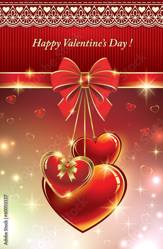 card with hearts in the decoration
