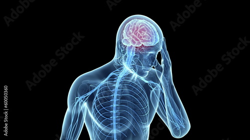 Medical animation - showing a male getting a headache photo