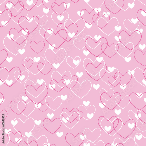 romantic seamless pattern with white and pink hearts