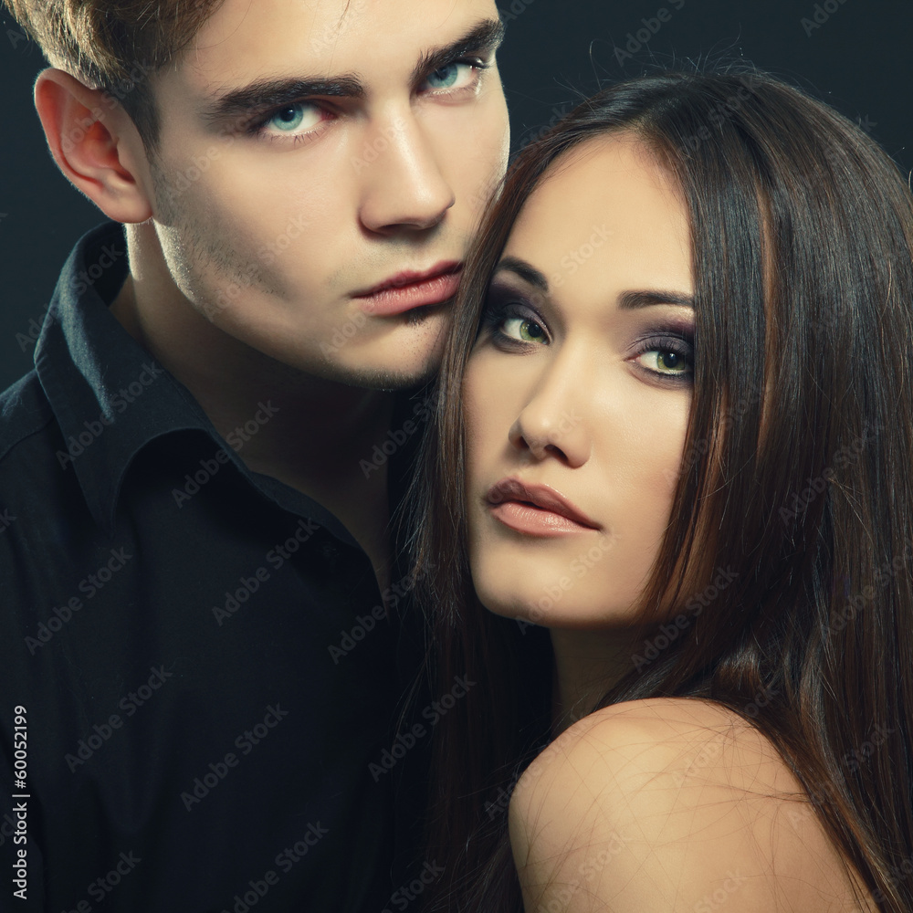 Sexy passion couple, beautiful young man and woman closeup, tone Sexy passion couple, beautiful young man and woman closeup, tone