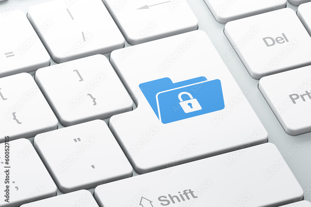 Business concept: Folder With Lock on computer keyboard Business concept: Folder With Lock on computer keyboard