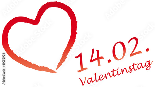 Valentinstag, Schriftzug mit Herz - 14.02. 