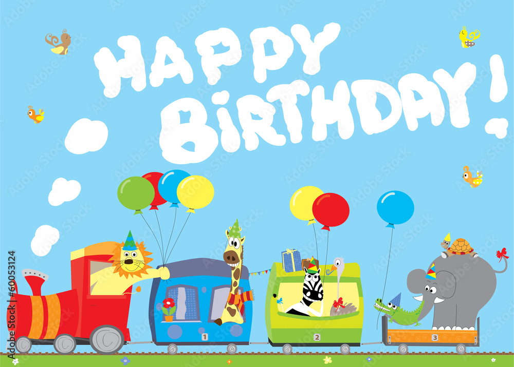 happy birthday- birthday party animals train