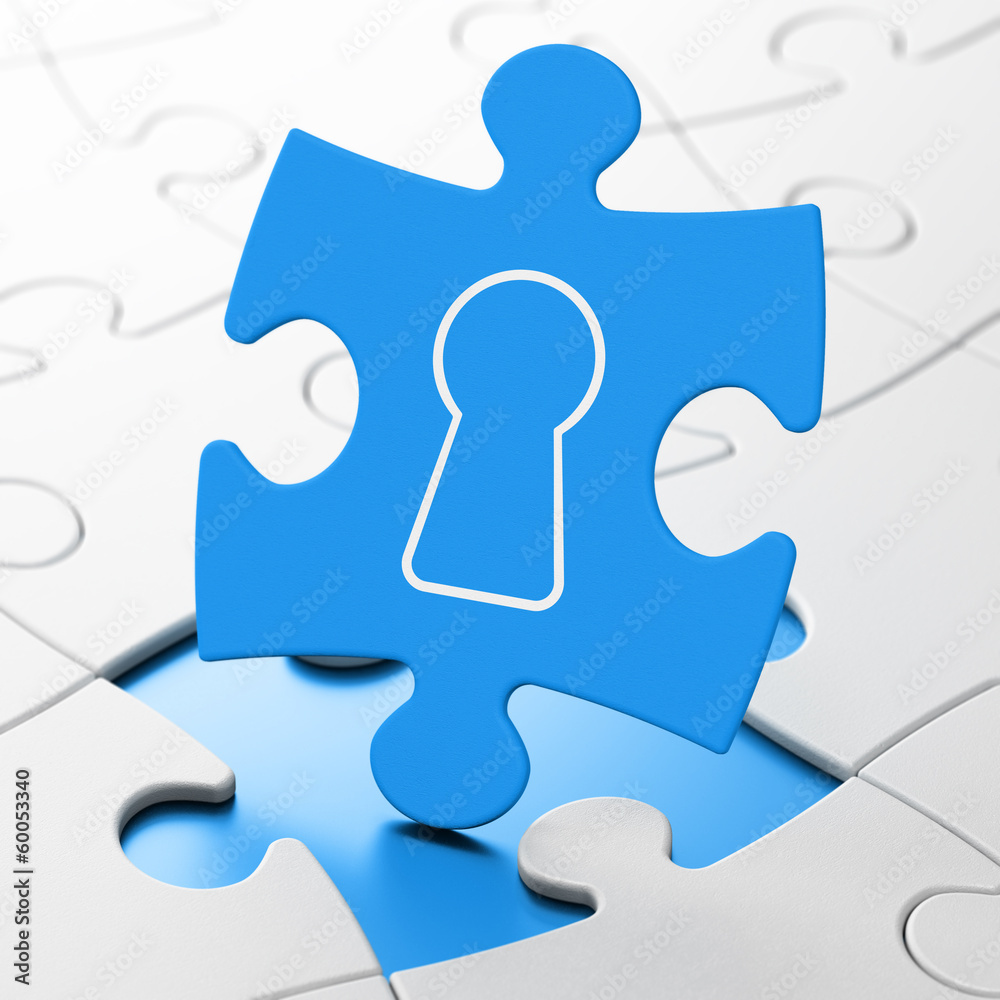 Information concept: Keyhole on puzzle background Information concept: Keyhole on puzzle background