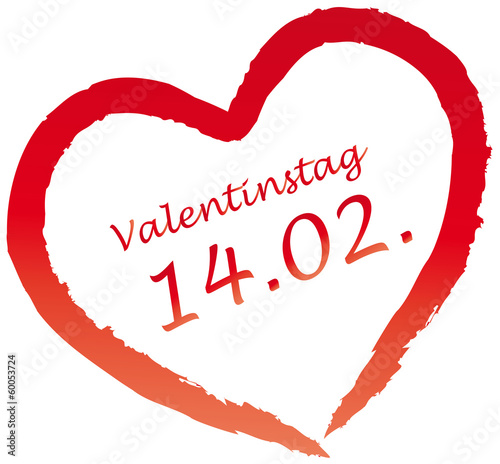 Valentinstag, Schriftzug mit Herz - 14.02. 