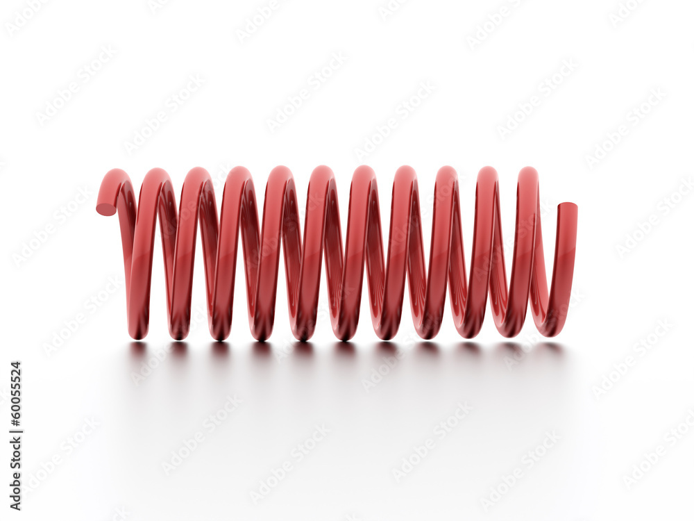 Red spiral string isolated on white
