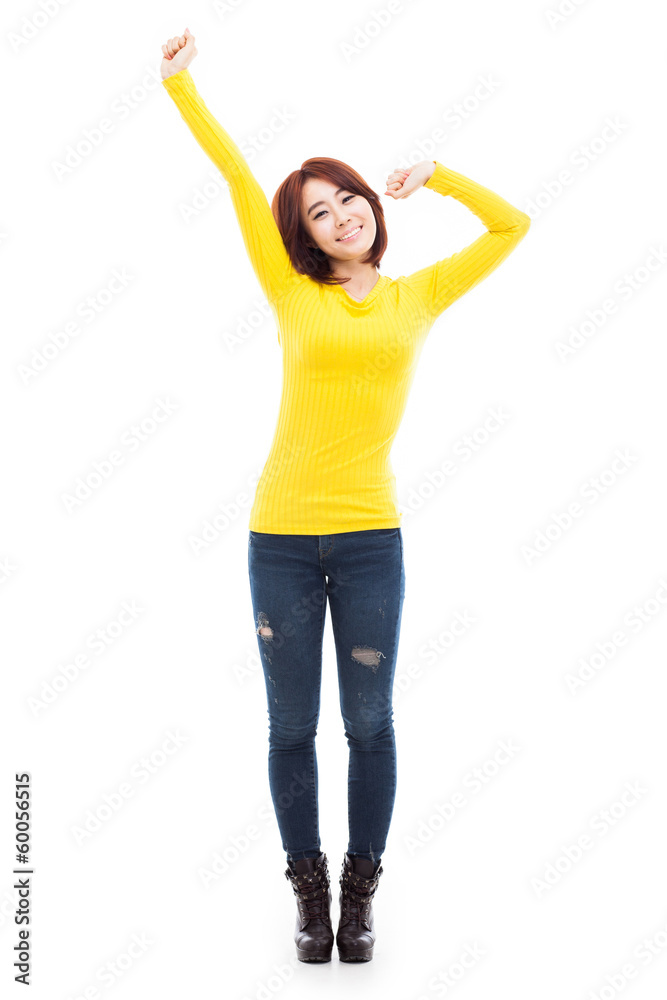 Hhappy young Asian woman isolated on white background. Hhappy young Asian woman isolated on white background.