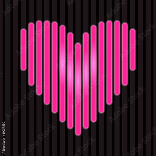 Neon pink glowing heart bac...