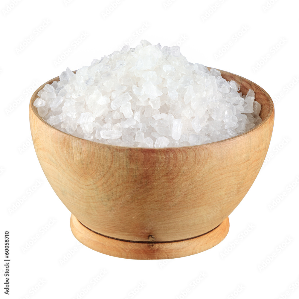 Sea Salt in a bowl on white background Sea Salt in a bowl on white background