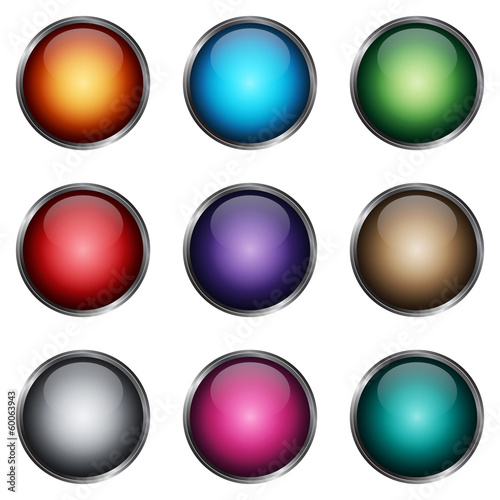 Free Download Set glossy buttons with metallic frame. EPS10 vector - GFXLoad