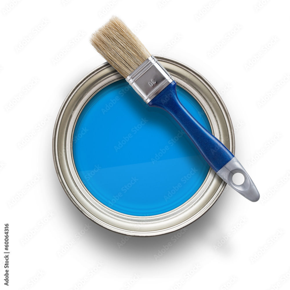 Paint can with brush isolated on white background Stock Photo Adobe Stock