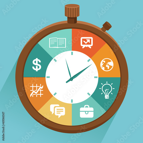 Vector flat concept - time management photo