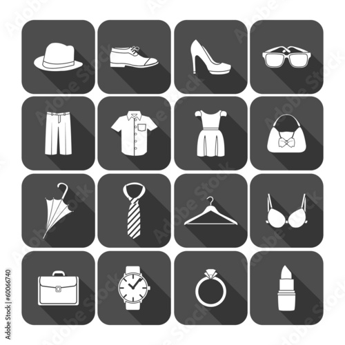 Men and women clothes accessories icons