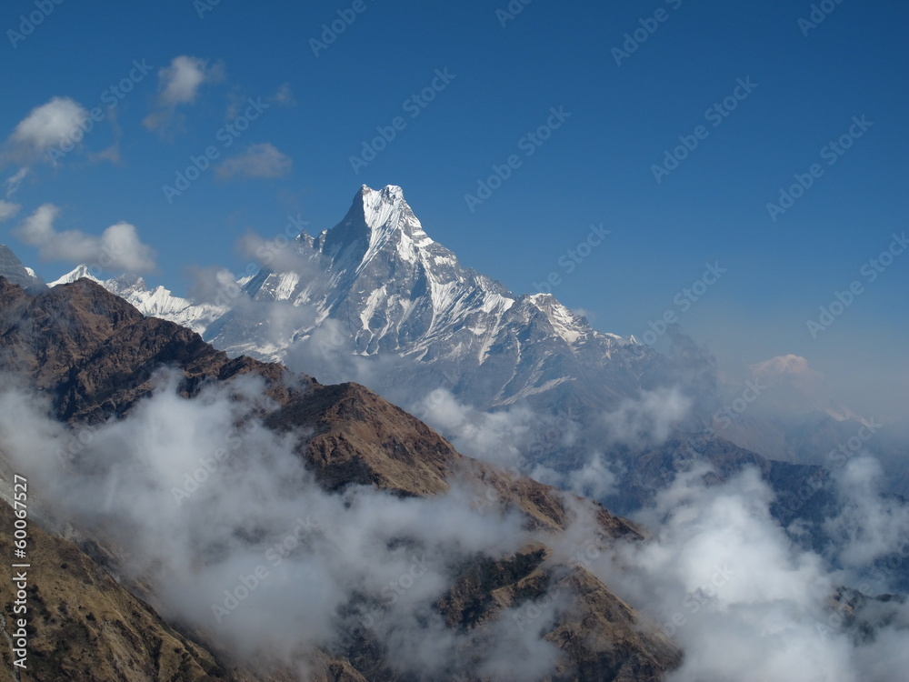 Machapuchare surrounded by clouds Machapuchare surrounded by clouds