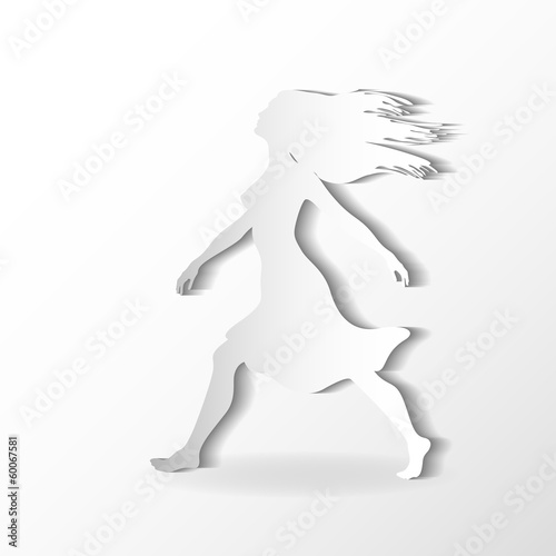 silhouettes of beautiful walking woman on the white