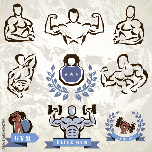 gym, fitness emblems collection