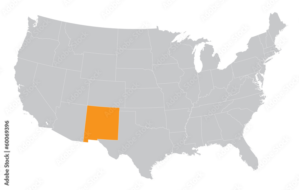 USA map with the indication of the State of New Mexico