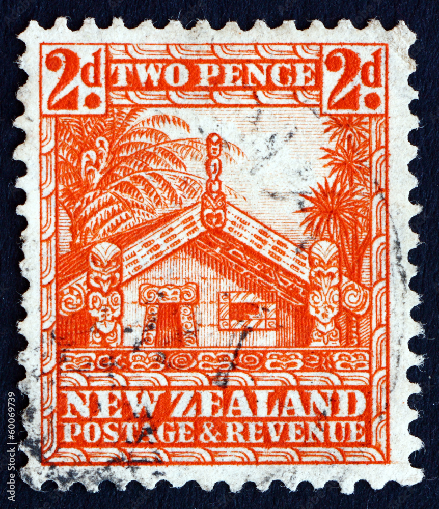 Fototapeta premium Postage stamp New Zealand 1935 Maori Council House