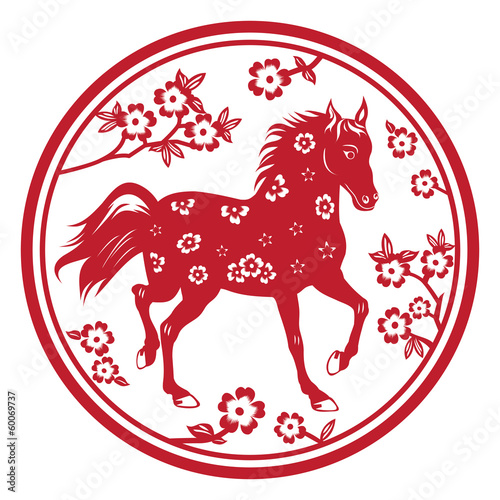 Chinese Year of Horse paper cut background