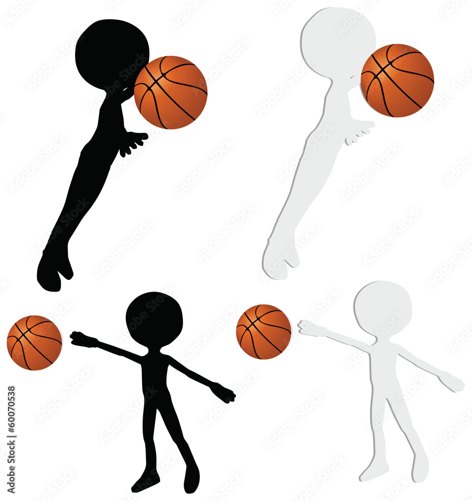 basketball players silhouette collection in block position
