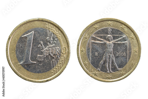 1 Euro Münze gebraucht beidseitig