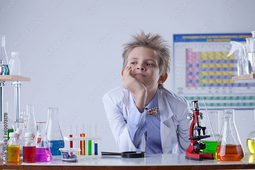 Portrait of young boy posing in laboratory Portrait of young boy posing in laboratory