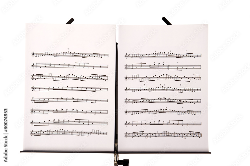 Naklejka premium music stand with melody sheets