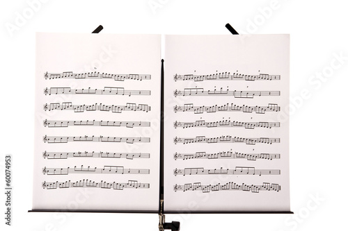 music stand with melody sheets