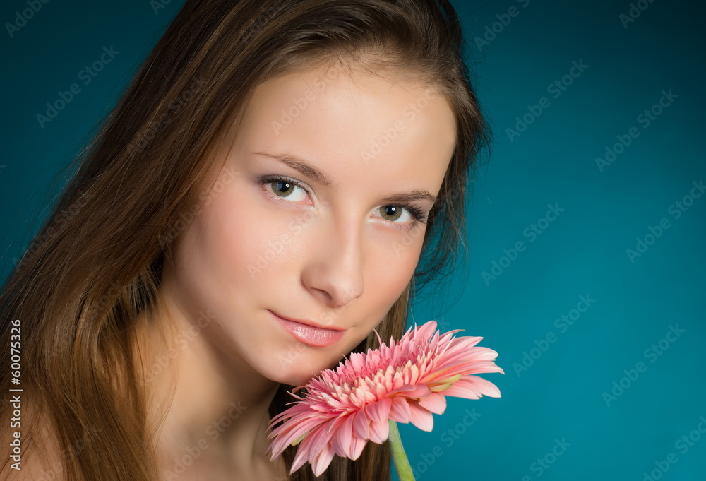 Beauty with pink flower